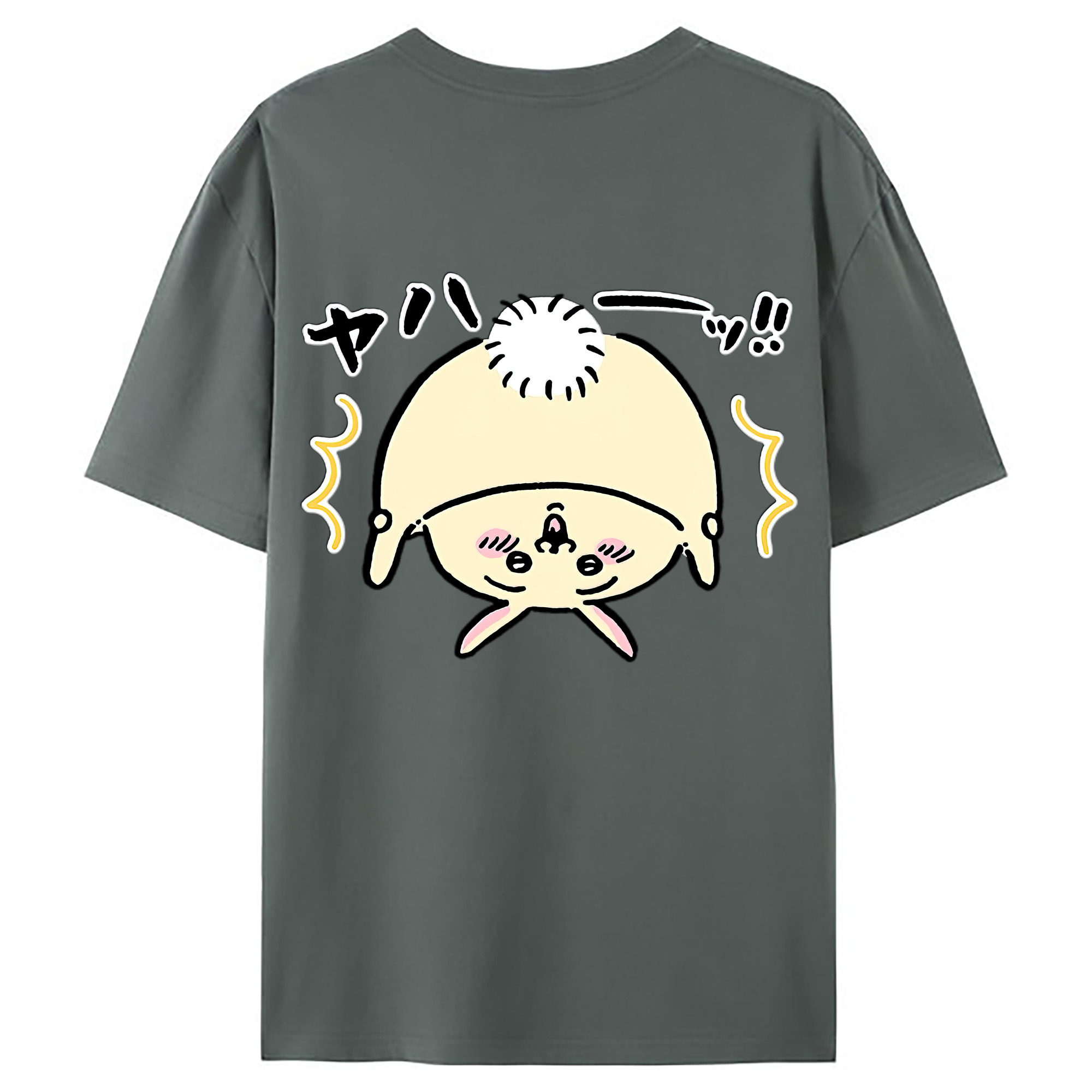 （画像用） ちいかわ うさぎ Chii-kawa usagi 綿100％ メンズ半袖Tシャツ（バックプリント） 通気性